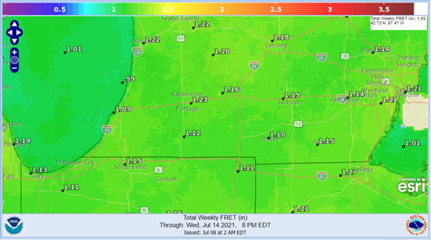 Total weekly forecasted map